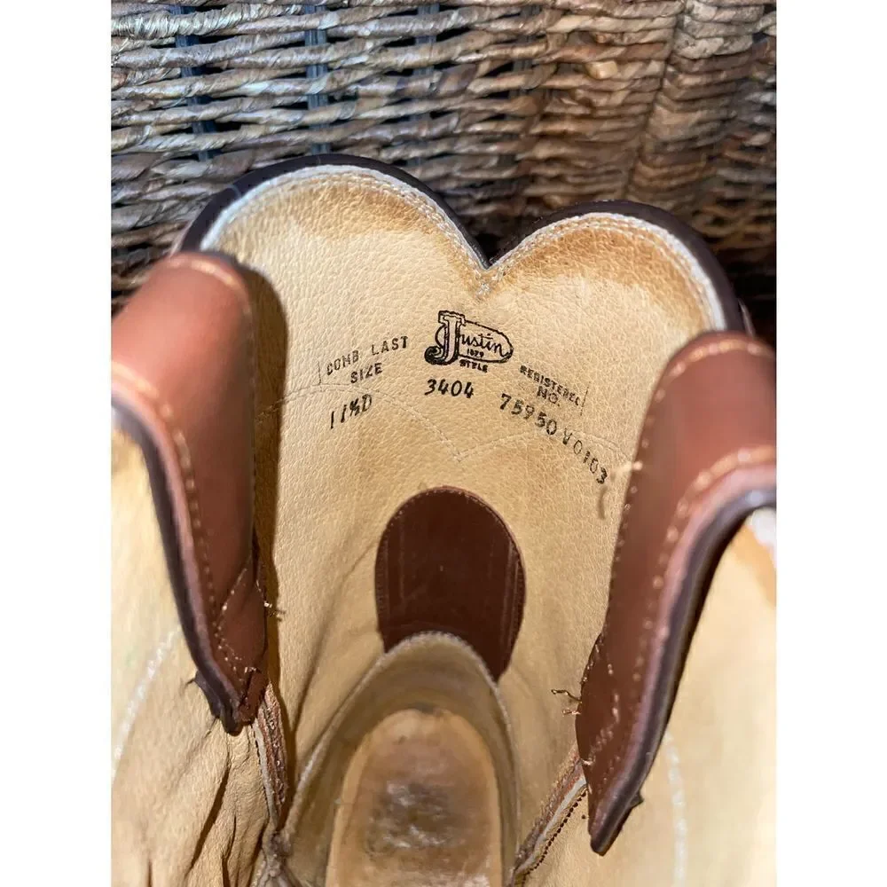 Roper Boots By Justin Classic Tan  Rancher/Cowboy Boot Size 11.5-RARE